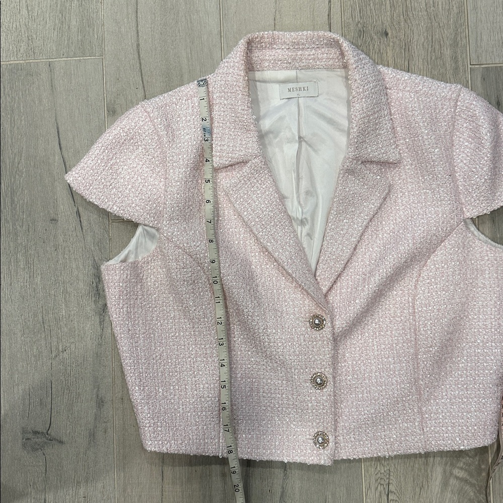 Meshki Mercer Pink Tweed Top and Skirt Set in Fairy Floss Size XL - Picture 12 of 12